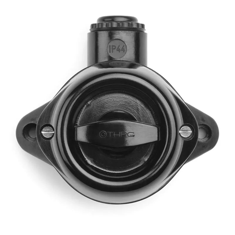Black Bakelite rotary light switch - IP44 wall-mounted image