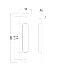 Sliding door handle - Linnéstaden brass 160x37 mm thumbnail image