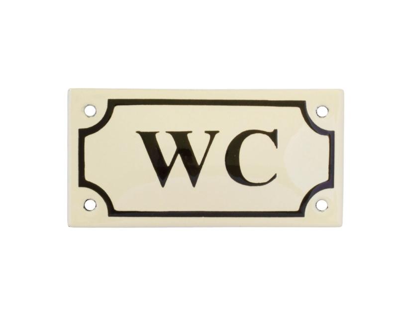 Enamel Door Sign - WC White/Black image