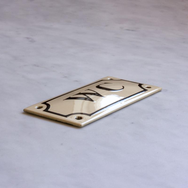 Enamel Door Sign - WC White/Black image