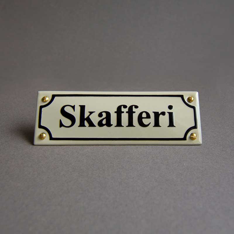Enamel Door Sign - Skafferi White/Black image