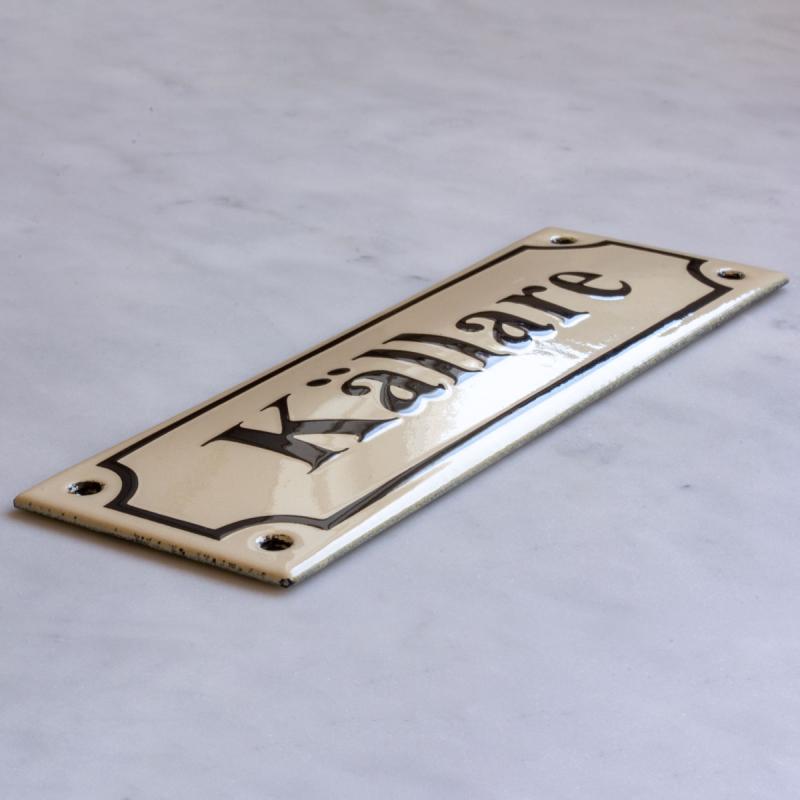 Enamel Door Sign - Källare White/Black image