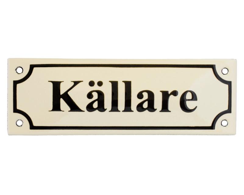 Enamel Door Sign - Källare White/Black image