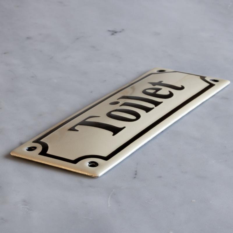 Enamel Door Sign - Toilet White/Black image
