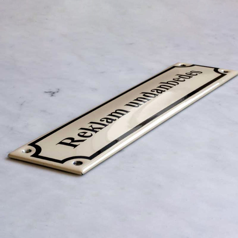 Enamel Door Sign - Reklam Undanbedes - White/Black image