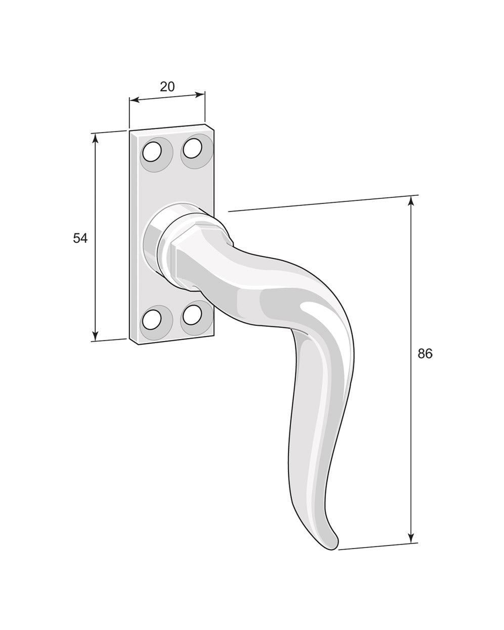Espagnolette handle - Fix 2 brass image