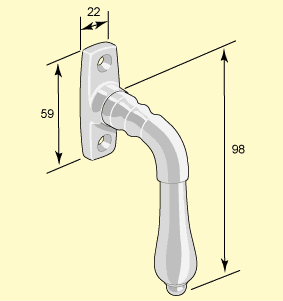 Spanjoletthandtag - Droppe rak nickel image