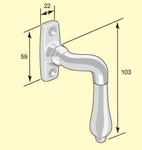 Espagnolette handle - straight bent nickel image
