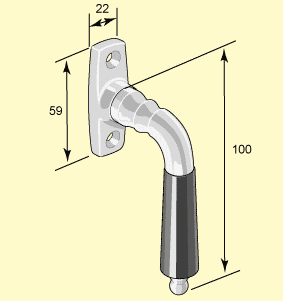 Espagnolette handle - Låsbolaget straight nickel image