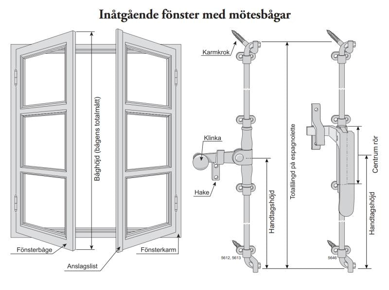 Espagnolet nikkel - Til indadgående vinduer image