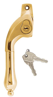 Spanjoletthandtag låsbart - Droppe böjd mässing med lås thumbnail image