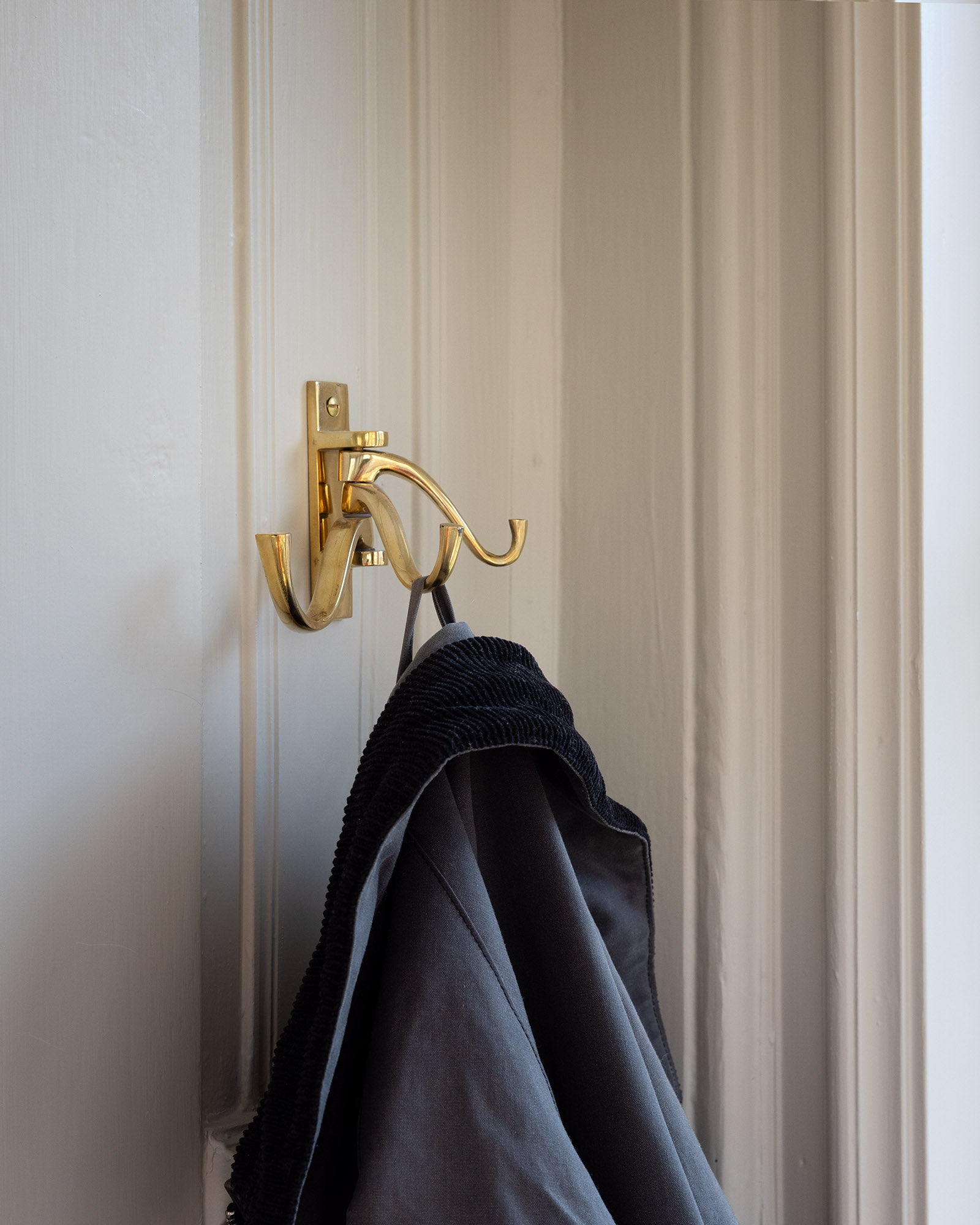 Coat hook - 3-arm swivel hanger brass image