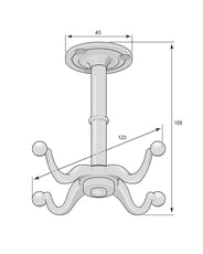 Kleiderhaken – Vierarmig Drehhaken Næsman 193, Messing thumbnail image
