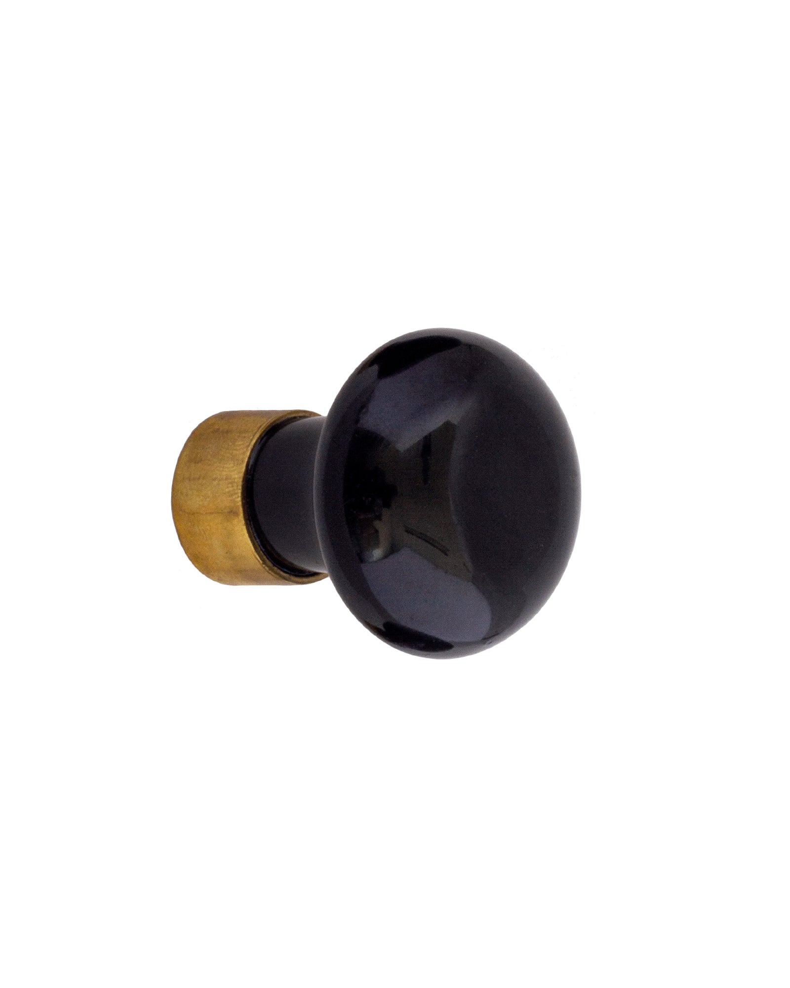 Knob - Porcelain black/brass image