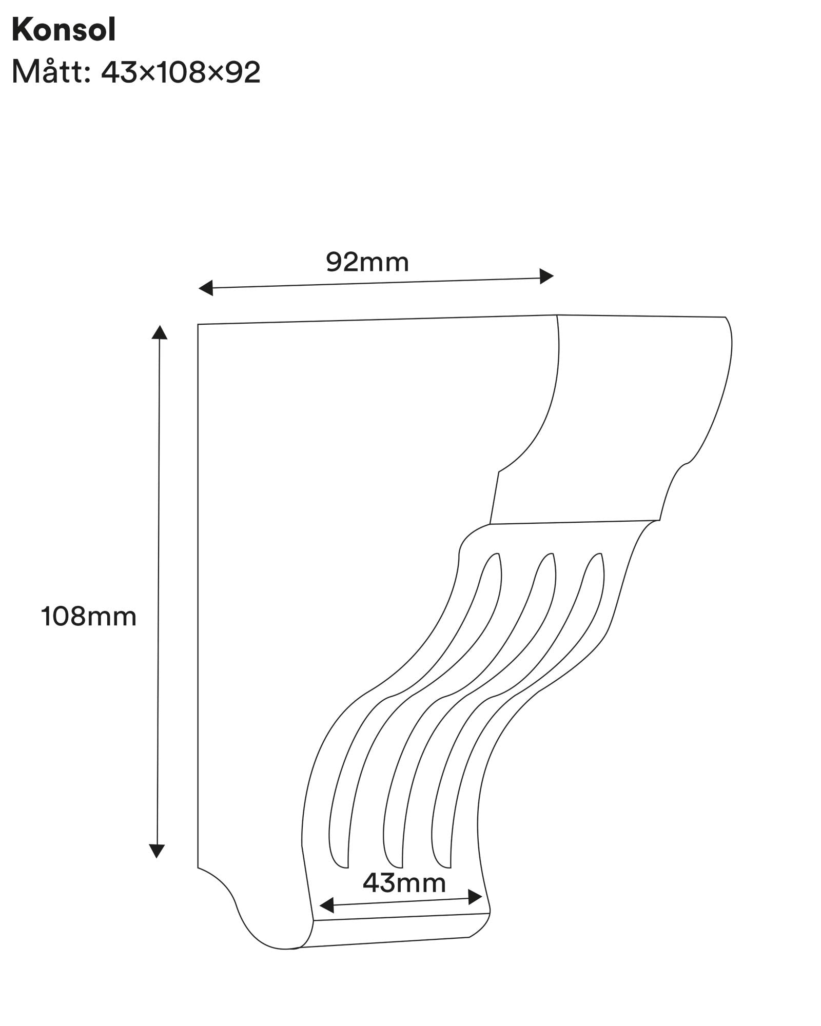 Gammeldags hylleknekt tre - Gullholmen liten konsoll image