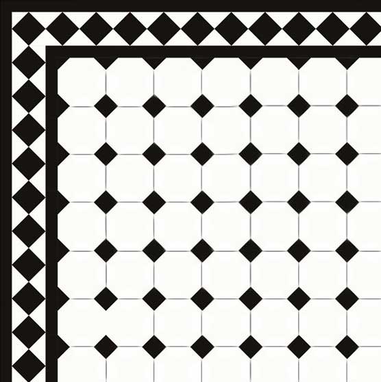 Oktagonklinker - 10x10 cm Vit/Svart - Winckelmans Granitklinker image