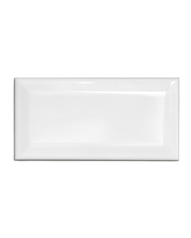 Flise, Victoria - Facetkant, 7,5 x 15 cm hvid, blank image