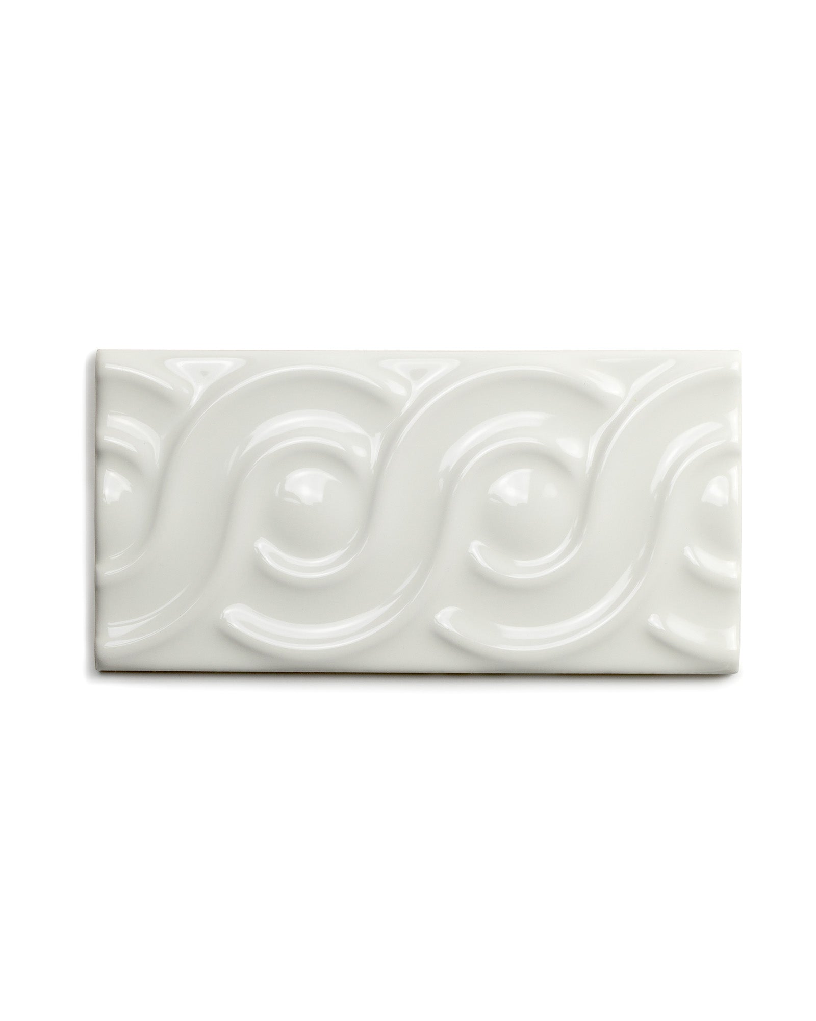 Victoria Tile - Loop Border 7.5 x 15 cm Ivory White, Glossy image