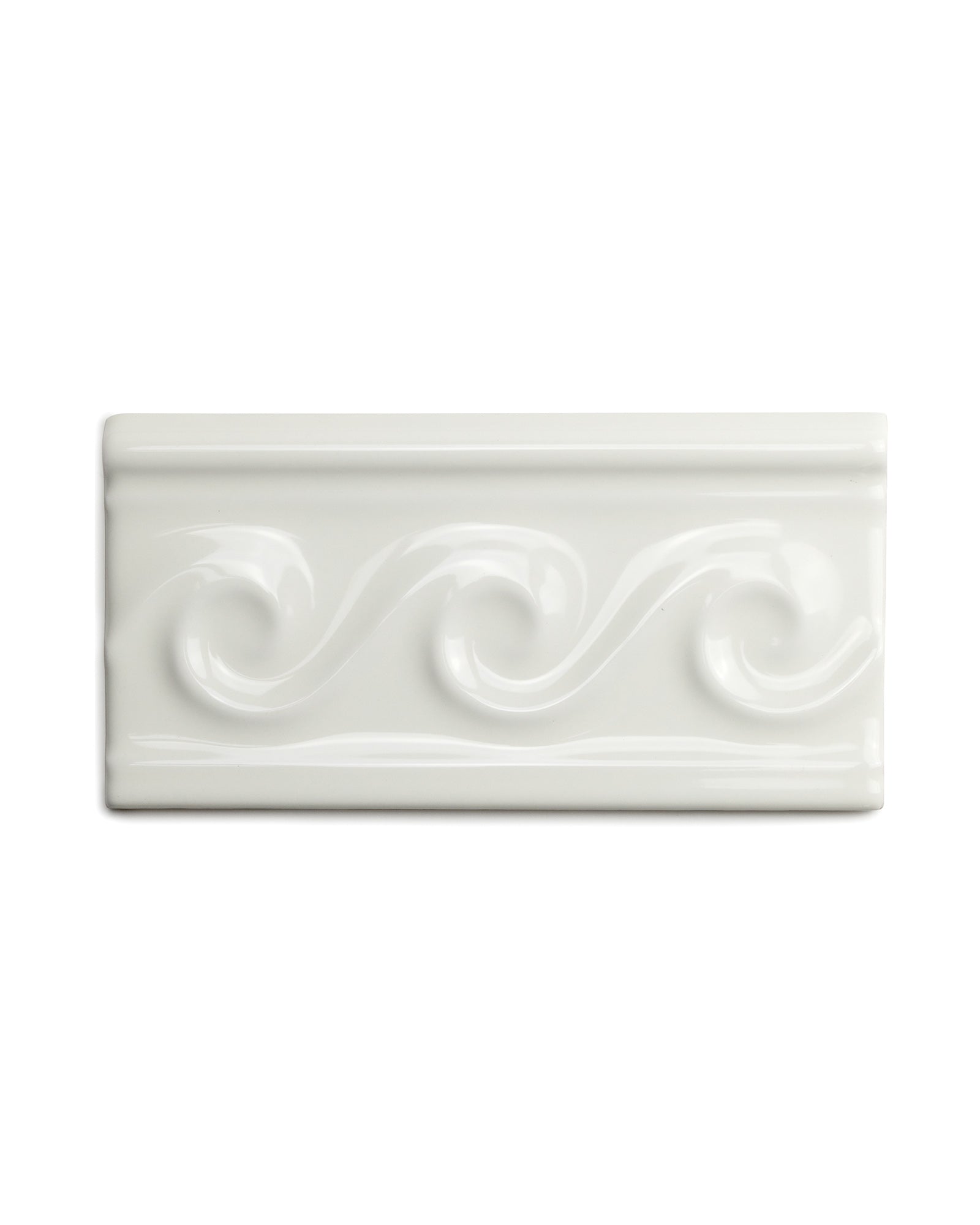 Victoria Tile - Wave Decorative Border 7.5 x 15 cm Ivory White image