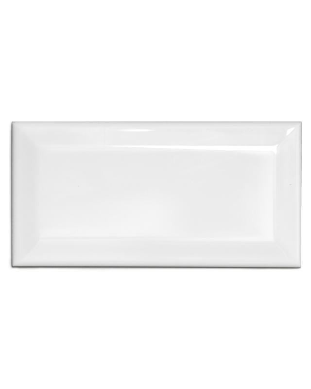 Flise, Victoria - Facetkant, 10 x 20 cm, hvid, blank image