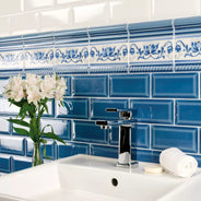 Flise Bristol - Brystliste 5 x 15 cm blå, krakeleret thumbnail image