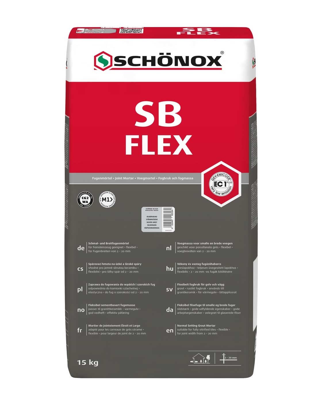 Grouting mortar - Schönox SB silver grey 15 kg image