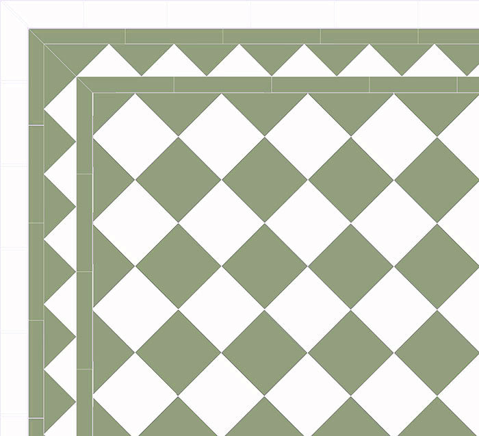 Klinker - Schackrutigt 15x15 cm Ljusgrön/Vit - Winckelmans Granitklinker image
