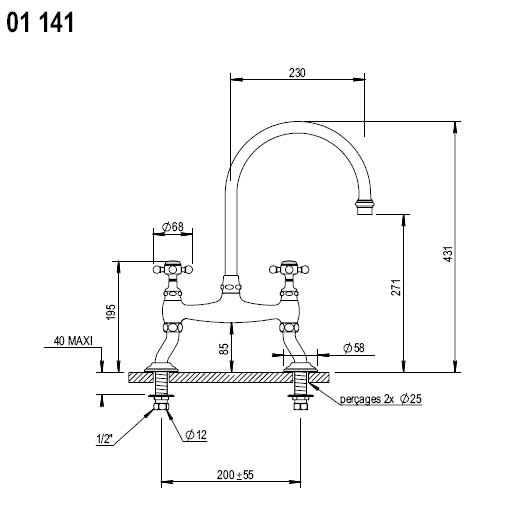 Kitchen Faucet - Julia 2-hole brass image
