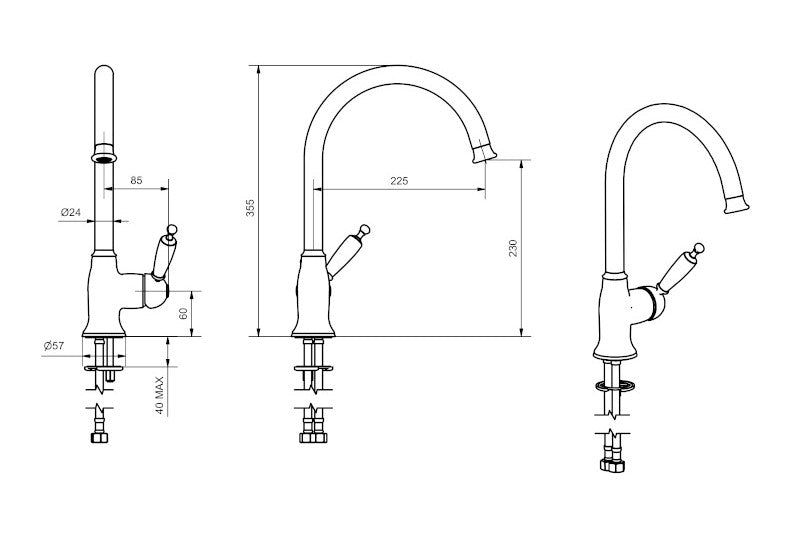 Kitchen Faucet - Oxford gooseneck brass image