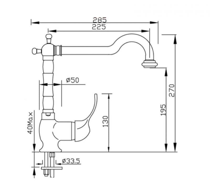 Kitchen Mixer - Cambridge Brass with Black Handle image