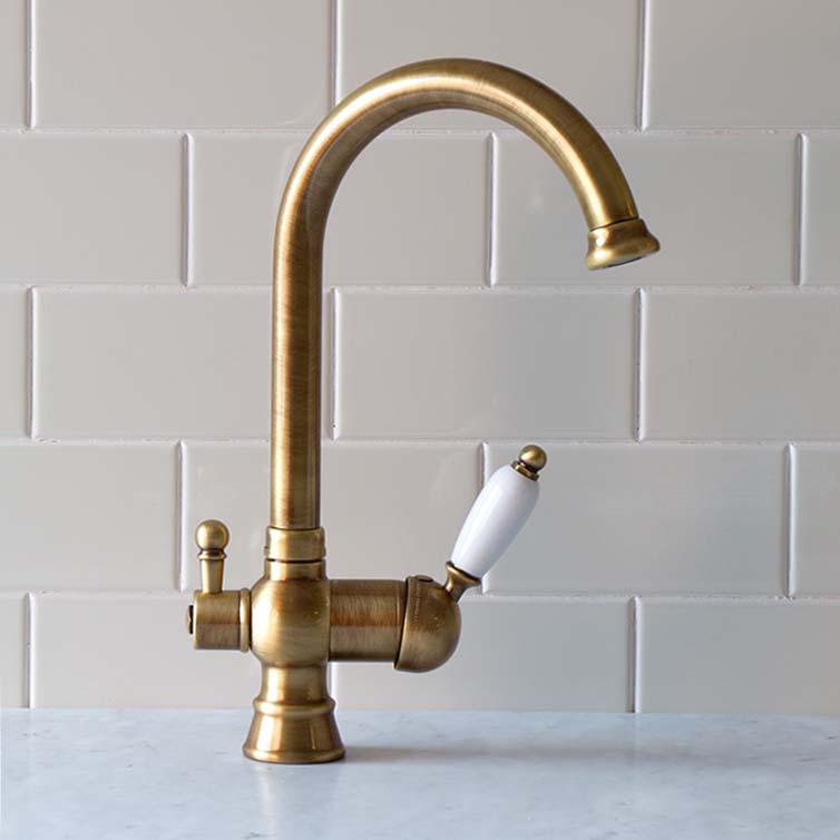 Kitchen Faucet Nottingham Gooseneck with Dishwasher Shut off Valve - Bronze image