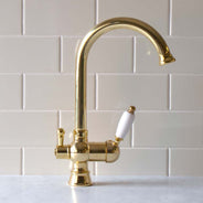 Köksblandare Nottingham svanhals med diskmaskinsavstängning - Mässing thumbnail image