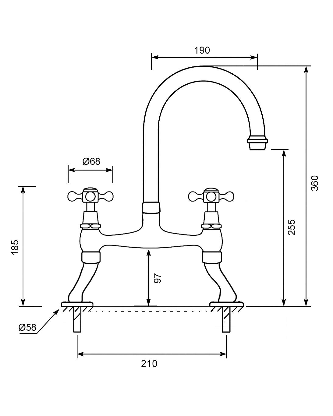 Kitchen Faucet – Two-Hole Faucet Cherington Swan Neck Brass image
