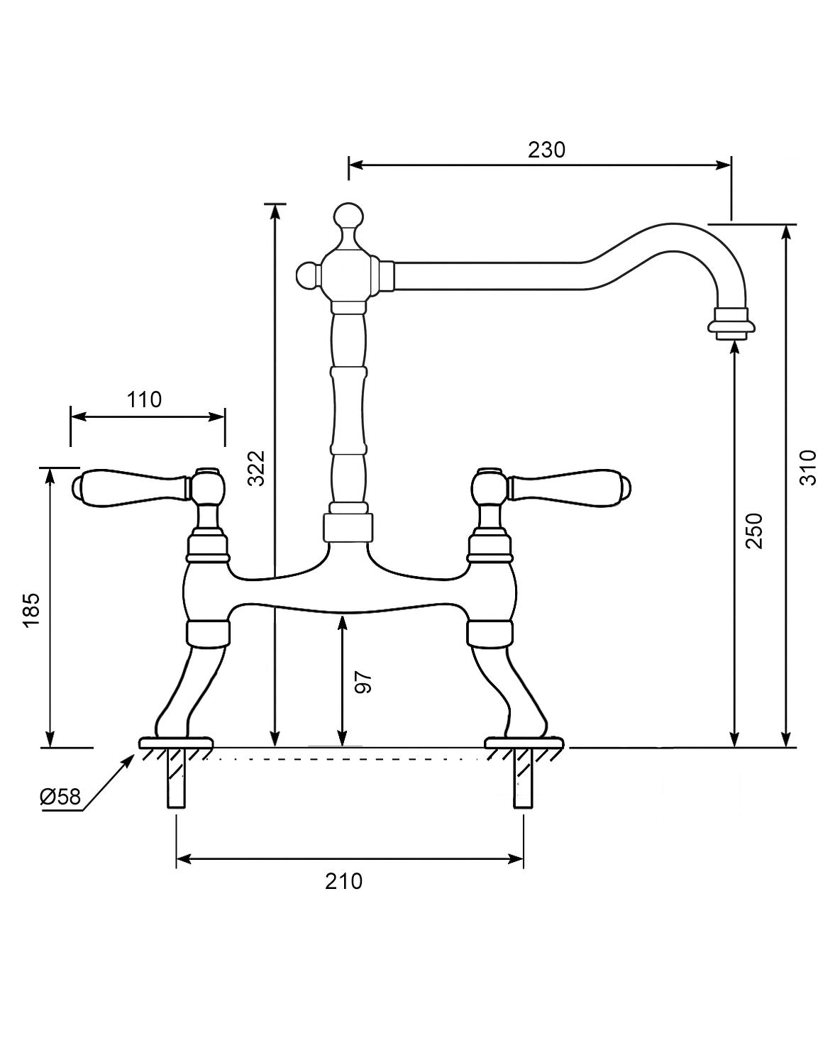 Kitchen Faucet – Two-Hole Faucet Salford Brass image