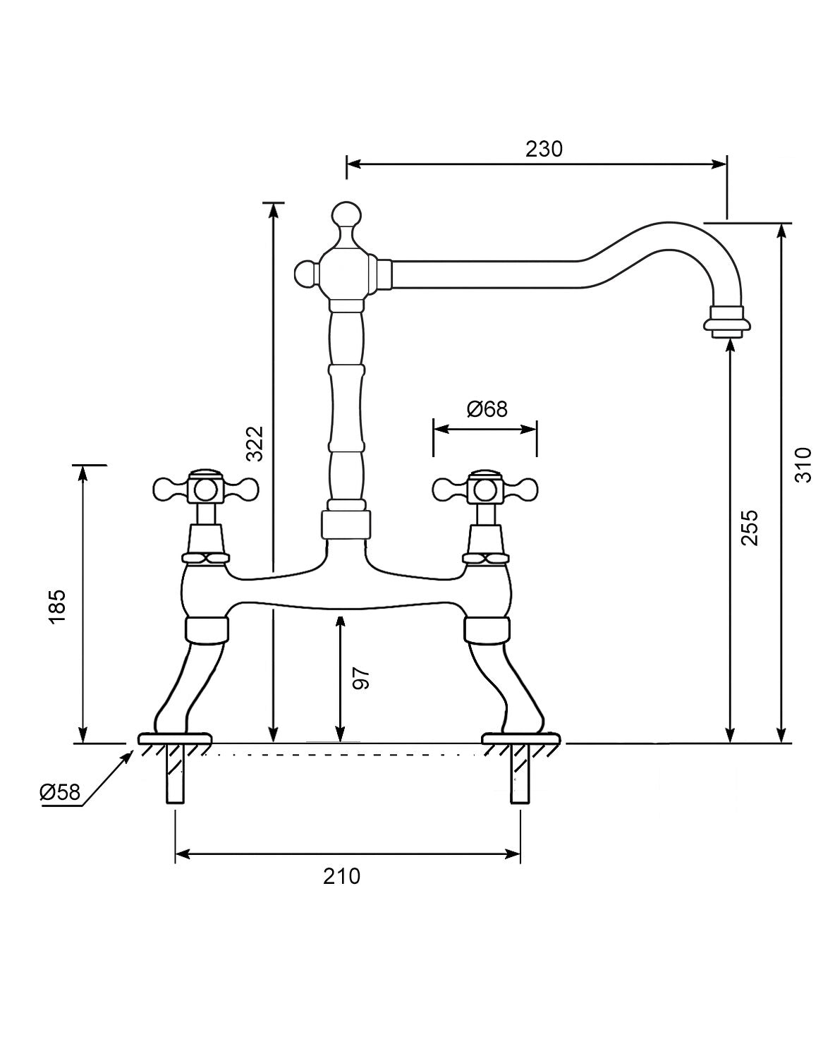 Kitchen Faucet – Two-Hole Faucet Cherington Brass image