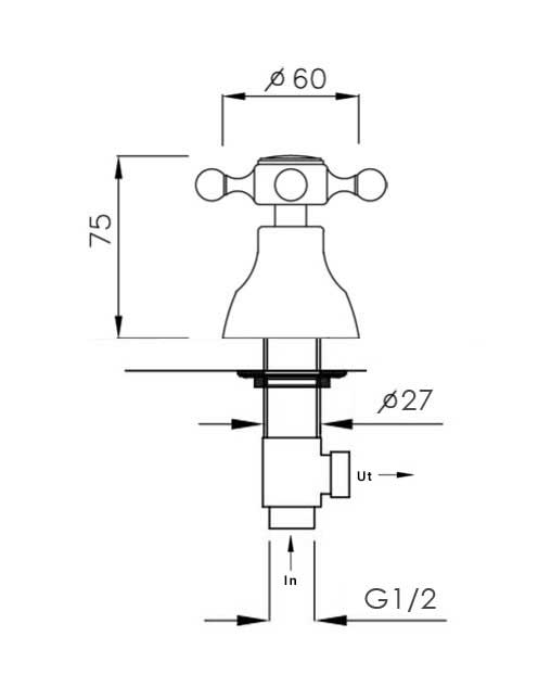 Opvaskemaskine afspærringsventil - Kensington gammeldags ventil, bronze image