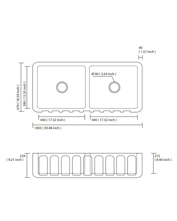 Kitchen Sink Double - Nottinghamshire 100.3 cm (39.5 in.) image