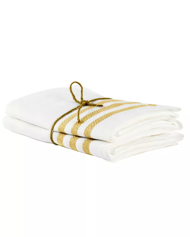 Kitchen towel 2-pcs - Linen 50 x 70 cm, stripe off white/ocher image