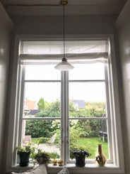 Taklampa - Skomakarsladd, förnicklad rak vit skärm thumbnail image