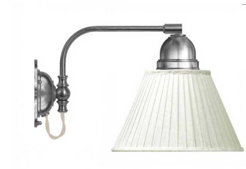 Vägglampa - Gripenberg förnicklad, vit tygskärm, vit image