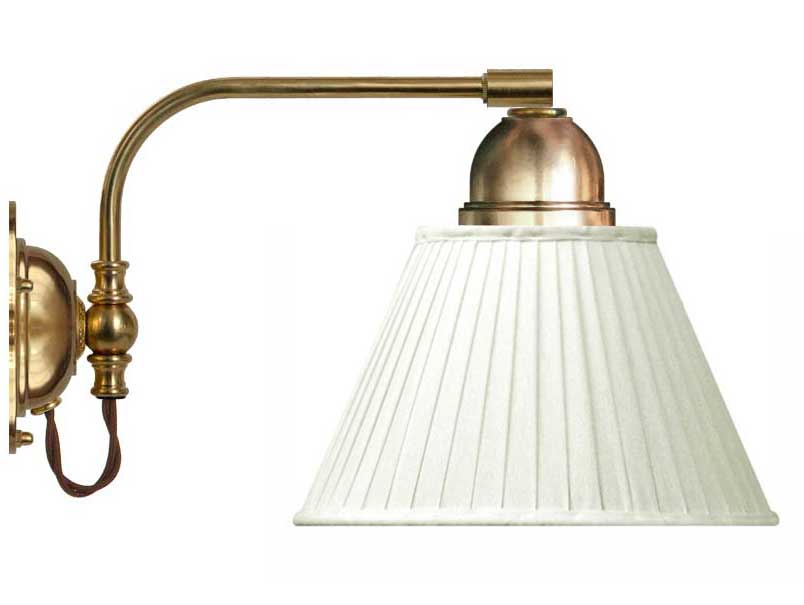 Vägglampa - Gripenberg, mässing, vit tygskärm, brun image