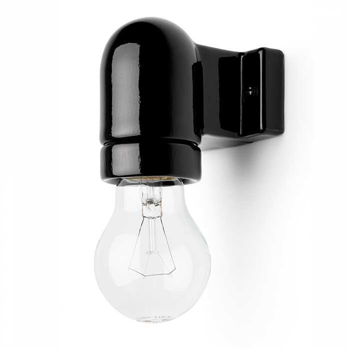 Lamphållare svart porslin - För väggmontage E27/Max 75W image