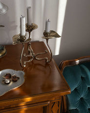 Leuchter - Jugendstil Blatt Messing 3-armig thumbnail image