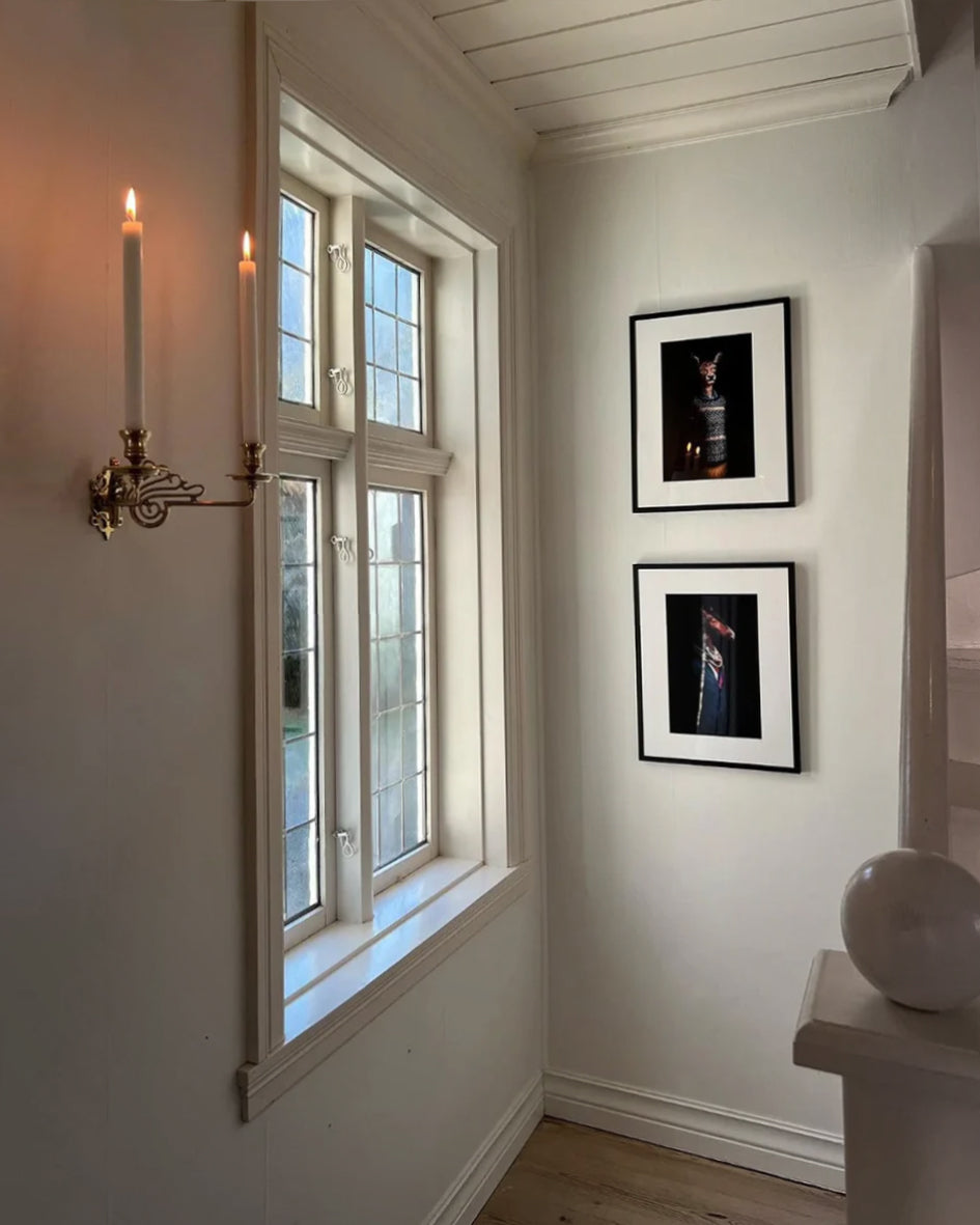 Two-armed wall sconce - Art Nouveau, brass image