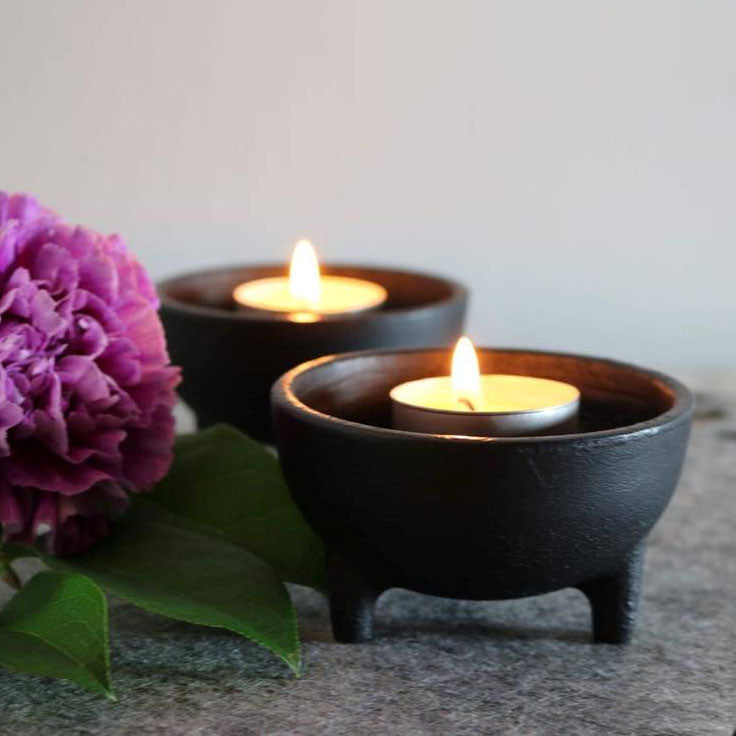Candle Holder - Black Cast Iron for Tealights and Candles image