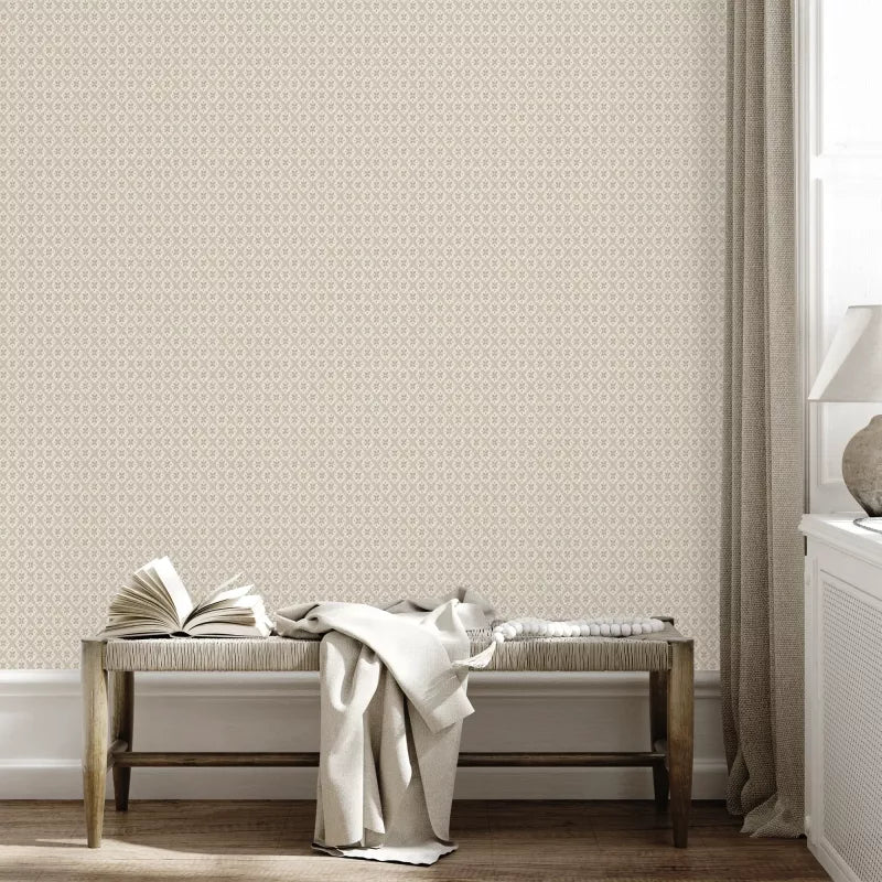 Lim & Handtryck Tapet - Mölletorp beige/hvid image