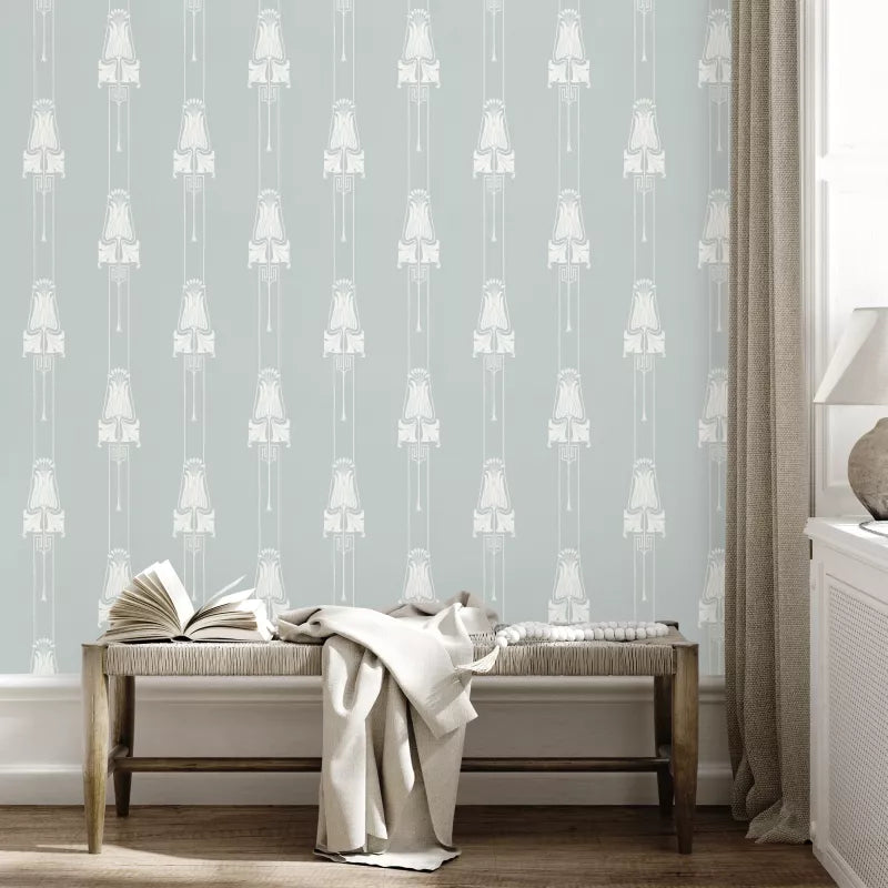 Lim & Handtryck Tapet - Slottsviken blå/hvit image