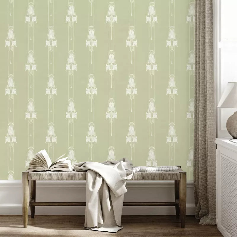 Lim & Handtryck Tapet - Slottsviken grön/vit image