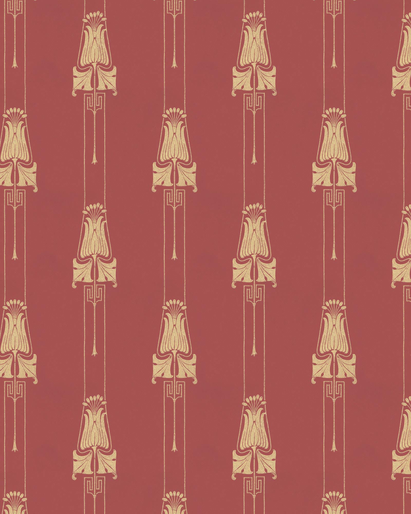 Lim & Handtryck Tapet - Slottsviken rød/gull image