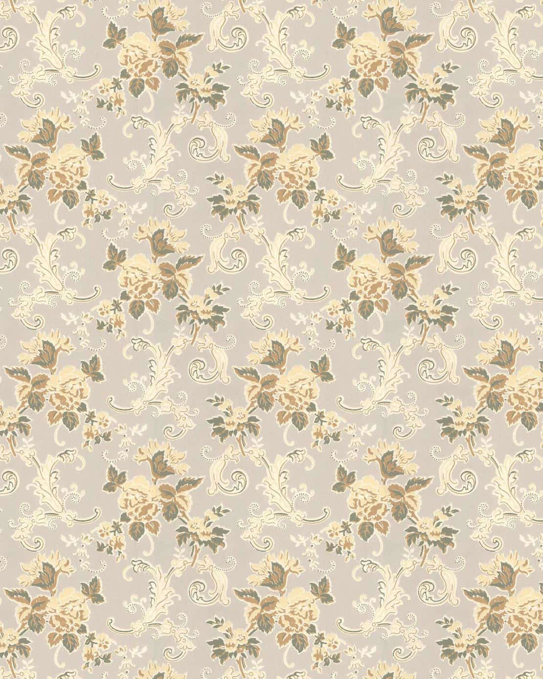 Lim & Handtryck Tapet - Hovdala blomst hvid/gul image